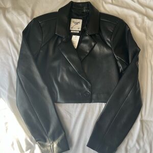 Abercrombie & Fitch Vegan Leather Cropped Jacket